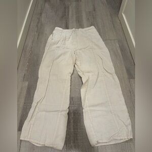 FLAX Lightweight White Linen Wide-Leg Pants size Medium